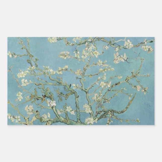 Sticker Rectangulaire Fleurs d'amandes par Vincent Van Gogh Art (Devant)