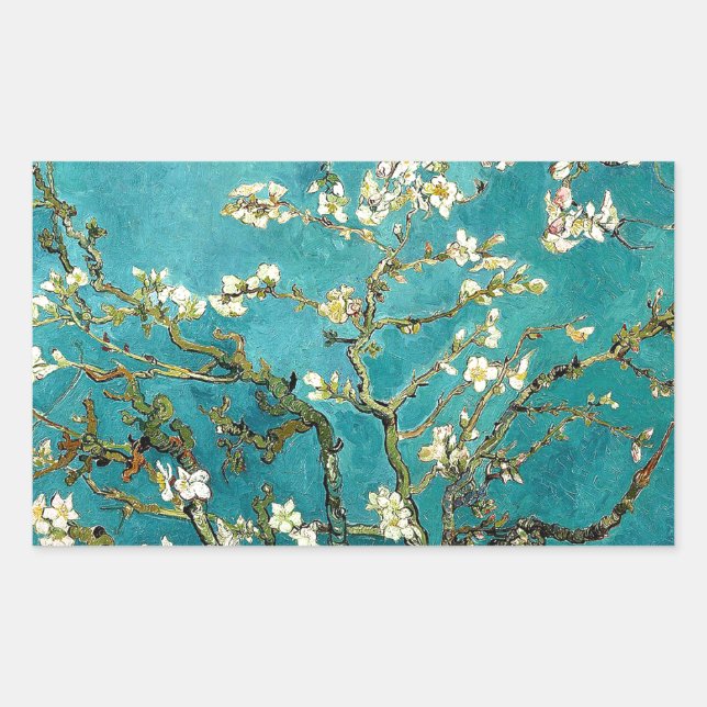 Sticker Rectangulaire Fleurs d'amandier de Van Gogh Impressionnisme clas (Devant)