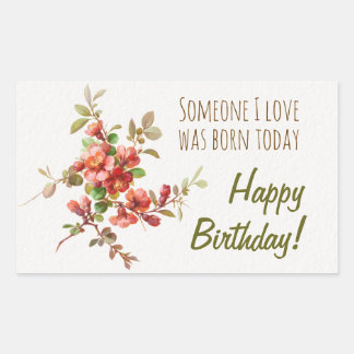 Sticker Rectangulaire Fleurs d'aquarelle Quelqu'un que j'aime Anniversai