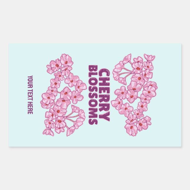 Sticker Rectangulaire Fleurs de cerisiers roses (Devant)