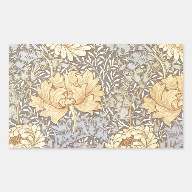 Sticker Rectangulaire Fleurs de chrysanthème de William Morris (Devant)