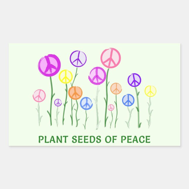 Sticker Rectangulaire Fleurs des signes de paix (Devant)
