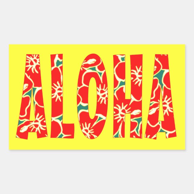 Sticker Rectangulaire Fleurs d'hibiscus rouges Tropical Hawaiian Luau Al (Devant)
