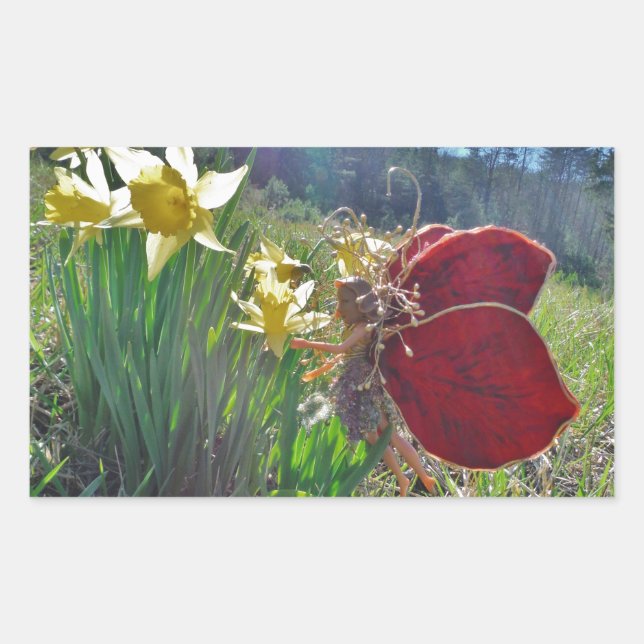 Sticker Rectangulaire Fleurs et fleurs jaunes (Devant)