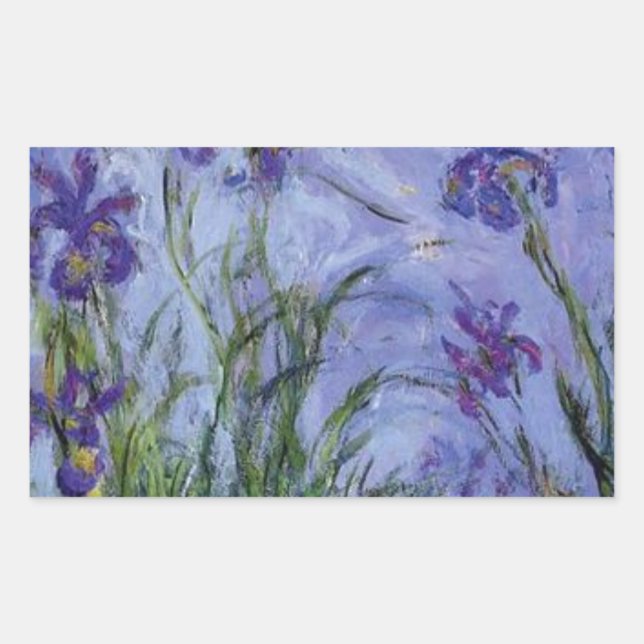 Sticker Rectangulaire fleurs vintages lilas-irises-1917 monet. (Devant)