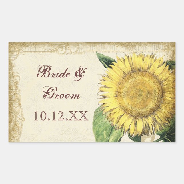 Sticker Rectangulaire Fleurs vintages - Mariage de automne d'automne (Devant)