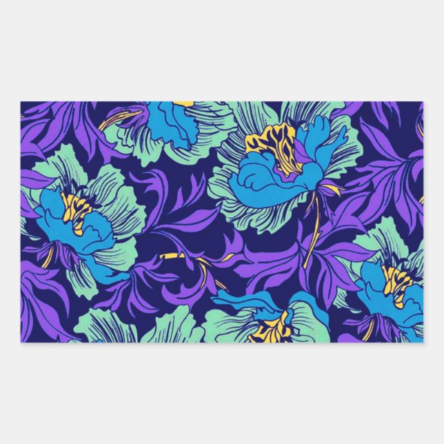 Sticker Rectangulaire Fleurs violettes et bleues William Morris (Devant)