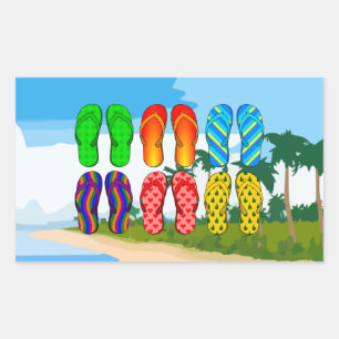 Sticker Rectangulaire Flip Flops sur la plage