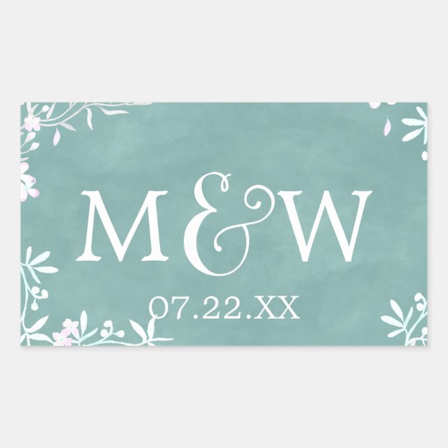 Sticker Rectangulaire Floral blanc N'importe quelle couleur Aquarelle Ma (Devant)