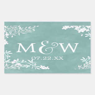 Sticker Rectangulaire Floral blanc N'importe quelle couleur Aquarelle Ma