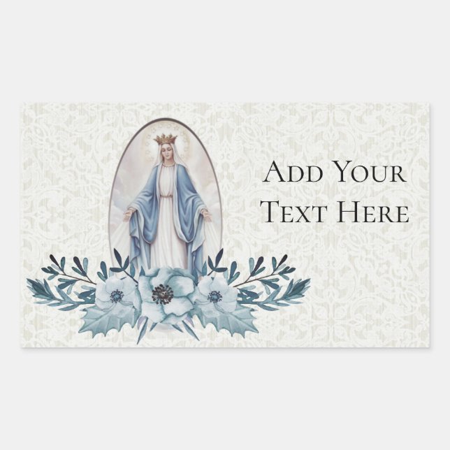 Sticker Rectangulaire Floral bleu |Écriture | Vierge | Dentelle (Devant)