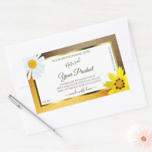 Sticker Rectangulaire Floral Brown Orange Parties scintillant Blanc Prod