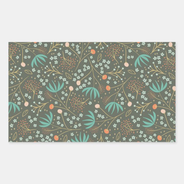 Sticker Rectangulaire Floral de Christmas (Devant)