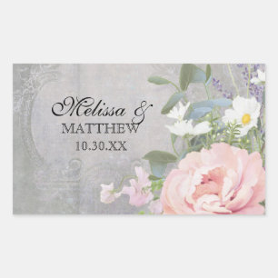 Sticker Rectangulaire Floral rustique