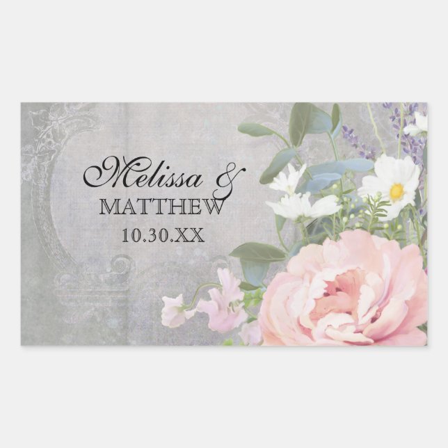 Sticker Rectangulaire Floral rustique (Devant)
