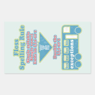 Sticker Rectangulaire Floss Rule Phonics Apprentissage Anglais