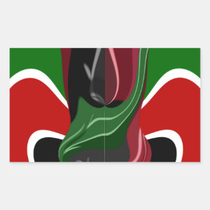 Sticker Rectangulaire Fluid Kenya : Drapeau National Art Abstrait Text