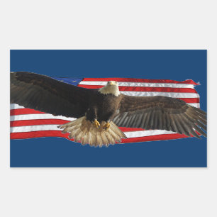 Sticker Rectangulaire Flying Bald Eagle USA Patriotic Gift