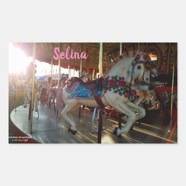 Sticker Rectangulaire Foire carnavalesque Carrousel Cheval Merry-Go-Roun (Devant)