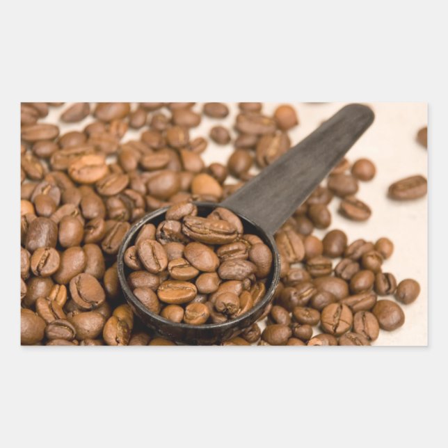 Sticker Rectangulaire Fond de grains de café (Devant)