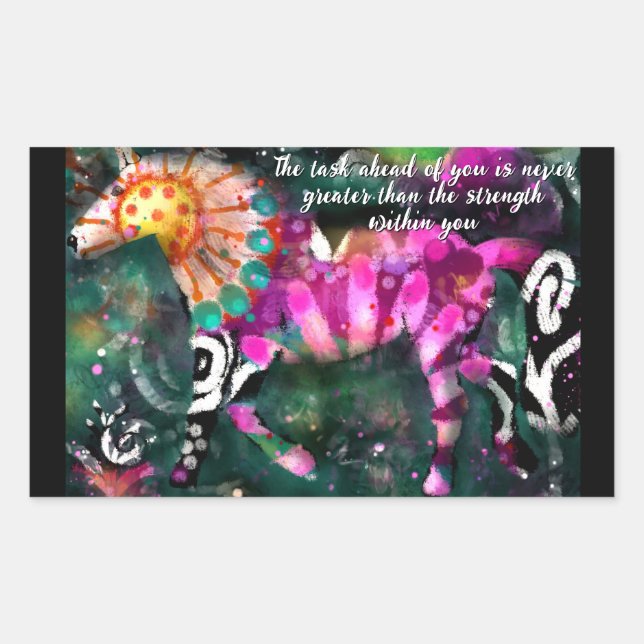 Sticker Rectangulaire Force Inspirationnel Abstrait Whimsical Horse (Devant)