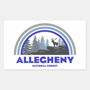 Sticker Rectangulaire Forêt nationale d'Allegheny Cerf Arc-en-ciel