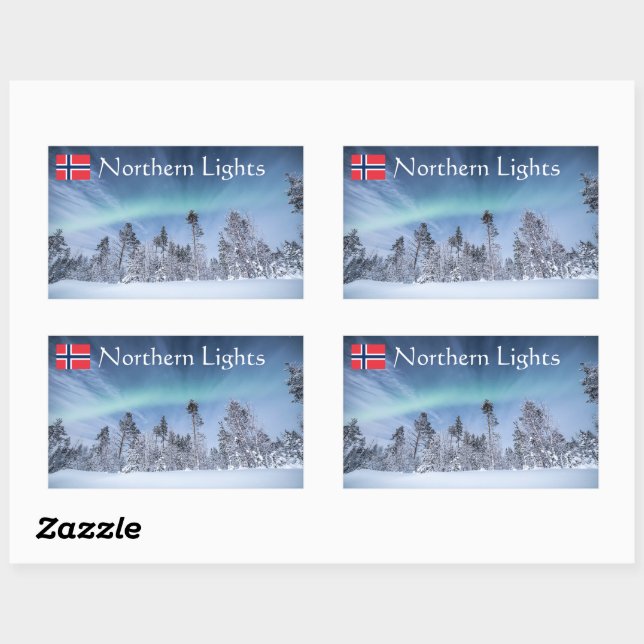 Sticker Rectangulaire Forêt Northern Lights (Feuille)