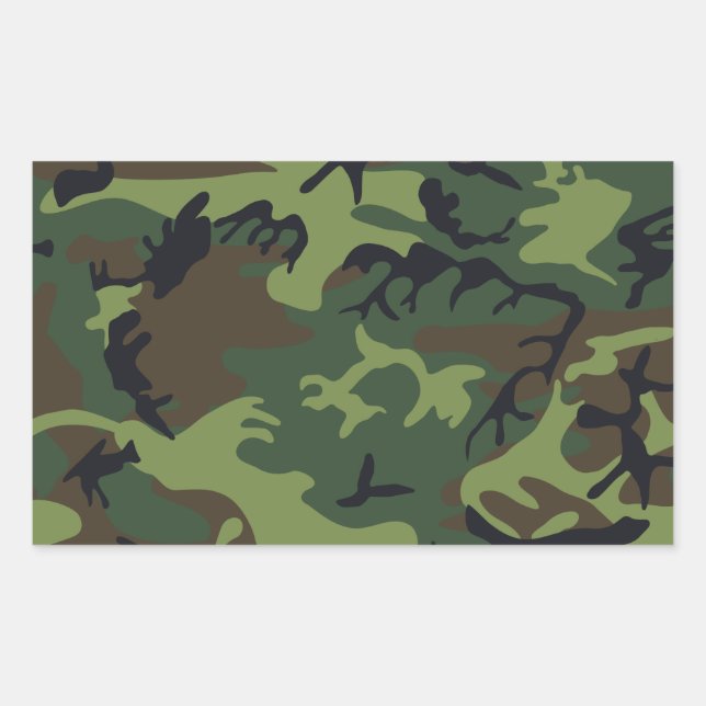 Sticker Rectangulaire Forêt Verte Camouflage Militaire (Devant)