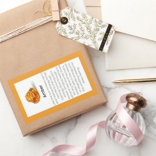 Sticker Rectangulaire Forfait Amber Crystal Signification Bijoux Gemston (Cadeaux)