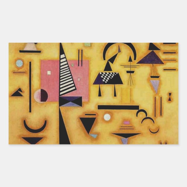 Sticker Rectangulaire Formes géométriques roses et incisives Abstraites  (Devant)