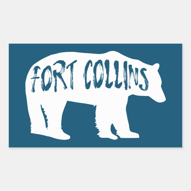 Sticker Rectangulaire Fort Collins Colorado Bear (Devant)