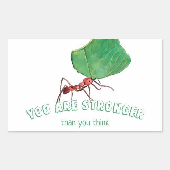 Sticker Rectangulaire Fourmi portant une grosse feuille (Devant)