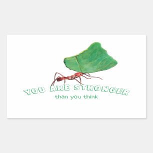 Sticker Rectangulaire Fourmi portant une grosse feuille