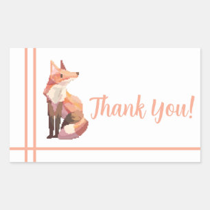 Sticker Rectangulaire Fox Pixel Art, Pixelart thank you