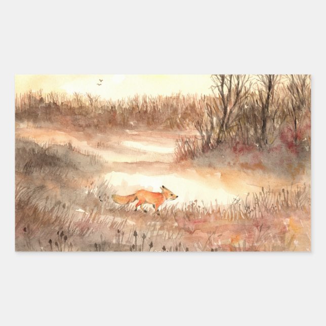 Sticker Rectangulaire Fox Traversant le terrain (Devant)