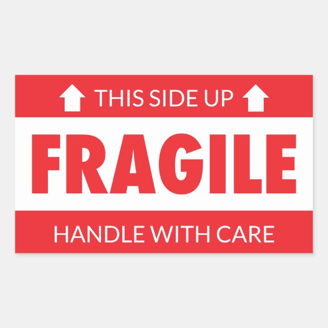 Sticker Rectangulaire Fragile Dessus Dessus Manipuler avec soin (Devant)