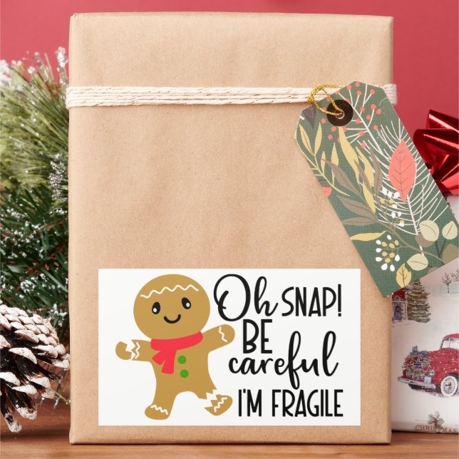 Sticker Rectangulaire Fragile Gingersnap (vacances)