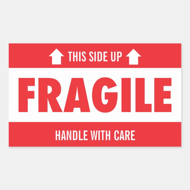 Sticker Rectangulaire Fragile Haut Vers Le Haut Manipuler Avec Soin (Devant)