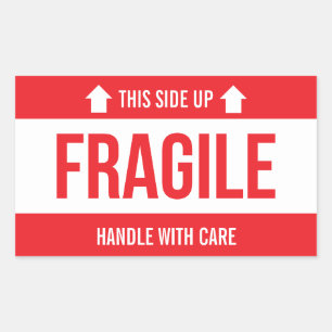 Sticker Rectangulaire Fragile Haut Vers Le Haut Manipulez Avec Soin