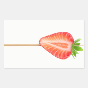 Sticker Rectangulaire Fraise en forme de coeur sur une brochette