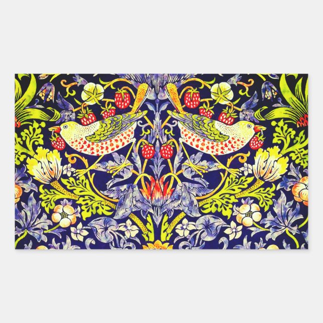 Sticker Rectangulaire Fraise Thief Oiseaux William Morris (Devant)