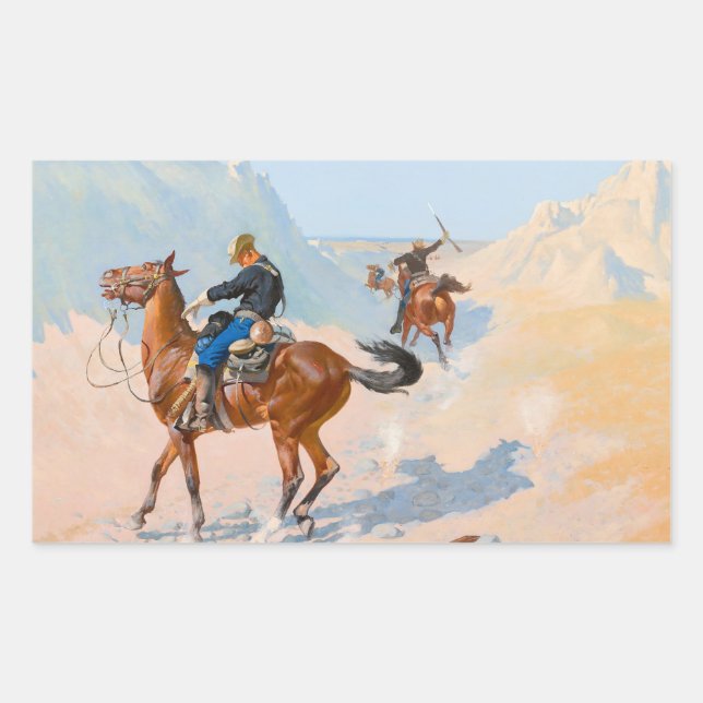 Sticker Rectangulaire Frederic Remington - The Advance-Guard ou The Mil (Devant)