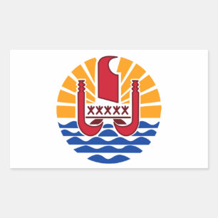 Sticker Rectangulaire French Polynesia Flag, Drapeau Polynésie Française