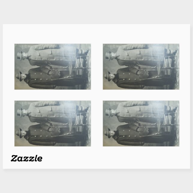 Sticker Rectangulaire Frères Dapper en manteaux RPPC Photo B&W (Feuille)