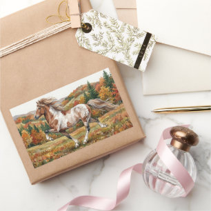 Sticker Rectangulaire Freya Cheval Islandais dans la Forêt d'Automne