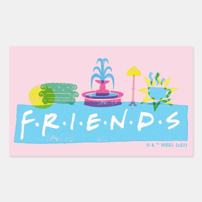 Sticker Rectangulaire FRIENDS™ | Logo avec icônes (Devant)