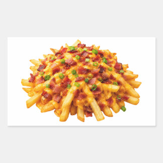 Sticker Rectangulaire Frites Chargées Au Fromage Et Au Bacon