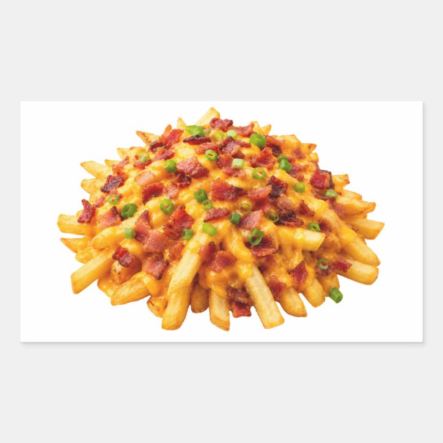 Sticker Rectangulaire Frites Chargées Au Fromage Et Au Bacon (Devant)