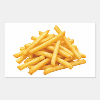 Sticker Rectangulaire Frites Croustillantes Dorées Snack