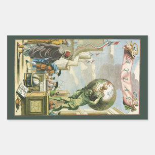 Sticker Rectangulaire Frontispice d'Atlas de l'Ère Baroque Vintage Globe